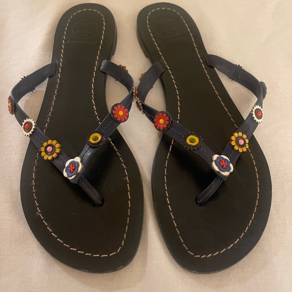 Tory Burch Navy Floral Sandal